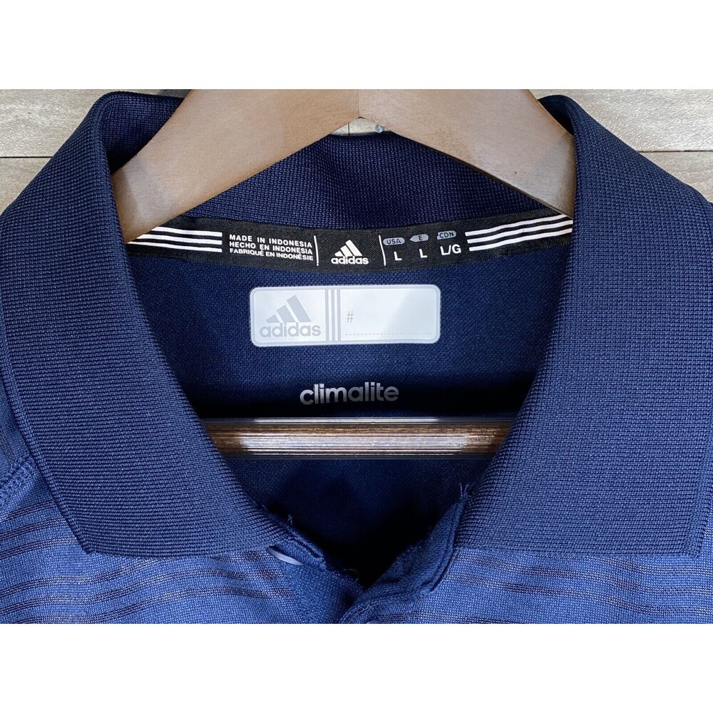 Adidas Valor Eagles Climalite Polo Navy Blue Striped Mens L Highschool Sport EUC - Picture 4 of 7